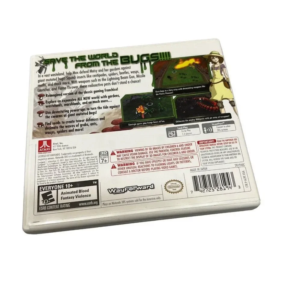 Centipede: Infestation (Nintendo 3DS) Original CASE & MANUAL ONLY‎ - **No Game**